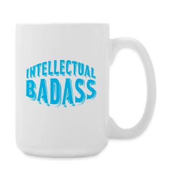 Intellectual Badass Blue Retro Typography Art - Large Mug 440 ml - white - Right
