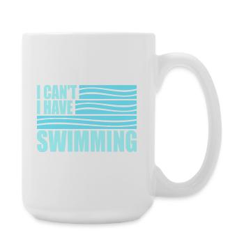 I Can't I Have Swimming Lustig Schwimmer Ausrede - Große Tasse 440 ml - Weiß - Rechts