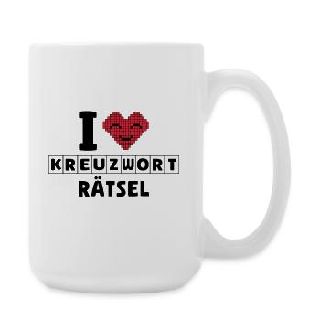 Ich liebe Kreuzworträtzel, Denksport - Große Tasse 440 ml - Weiß - Rechts