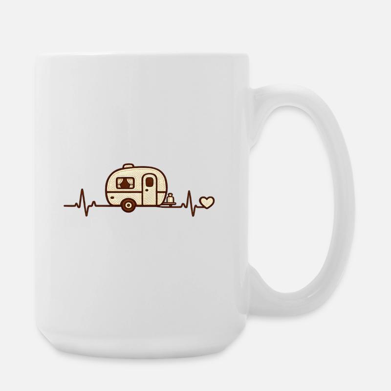 Herz Caravan Retro Sketch - Große Tasse 440 ml - Weiß