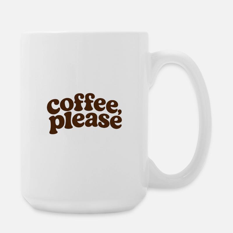 Café, s’il vous plaît, Lettrage rétro - Grande tasse 440 ml - blanc