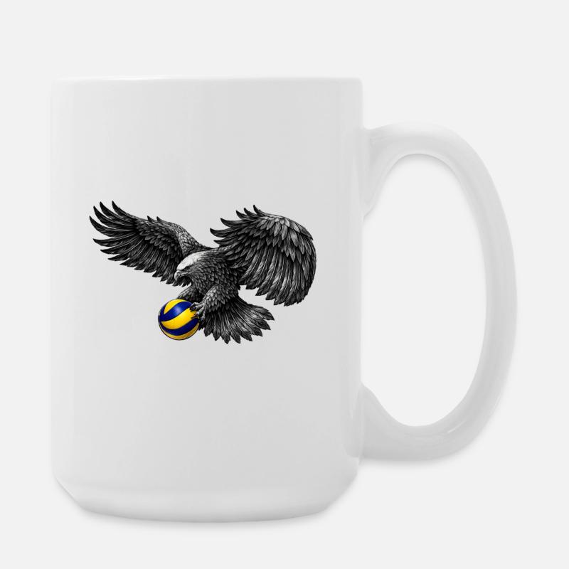 Eagle with volleyball - Large Mug 440 ml - white