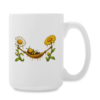 Abeille, apiculteur, apiculteur, abeille, abeille, insecte en nid d’abeille, - Grande tasse 440 ml - blanc - Droite