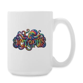 Psychedelische Batik-Oktopus-Kunst - Große Tasse 440 ml - Weiß - Rechts