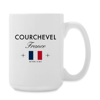 Courchevel, France, coordinates, travel, souvenir - Large Mug 440 ml - white - Right