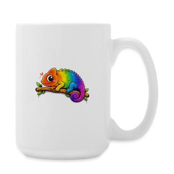 Caméléon arc-en-ciel sur une branche - Grande tasse 440 ml - blanc - Droite