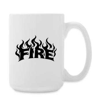 Flammes de feu - couleurs librement sélectionnables - Grande tasse 440 ml - blanc - Droite