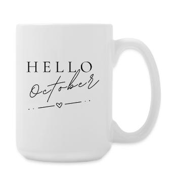 Hello October | Minimal Autumn Design - Large Mug 440 ml - white - Right
