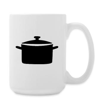 Kochtopf Topf kochen Geschenk Koch Köchin - Große Tasse 440 ml - Weiß - Rechts