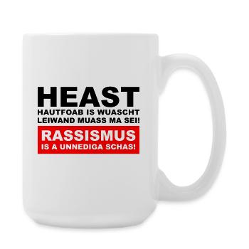 Hautfoab is wuascht - Anti-Rassismus Shirt im Wien - Große Tasse 440 ml - Weiß - Rechts