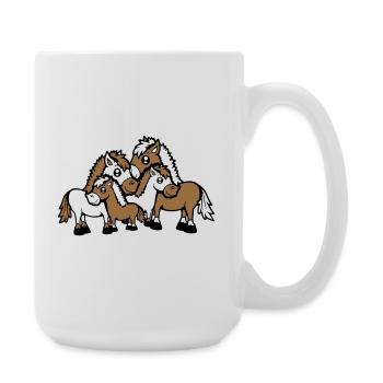 4 Horses Family Kids Mom Dad Father Mom Cute - Large Mug 440 ml - white - Right