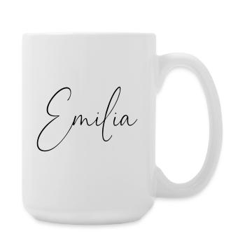 Emilia / Conception d’écriture manuscrite personnalisée - Grande tasse 440 ml - blanc - Droite