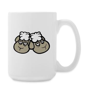 Couple de moutons Fatigué Triste Somnolent Ami épuisé - Grande tasse 440 ml - blanc - Droite