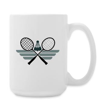 Emblème du badminton – Raquettes croisées et volant - Grande tasse 440 ml - blanc - Droite