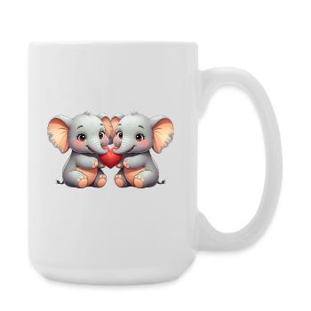 Elefantenfreunde mit Herz - Große Tasse 440 ml - Weiß - Rechts