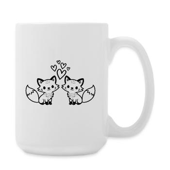 Fox Couple Hearts Love - Large Mug 440 ml - white - Right