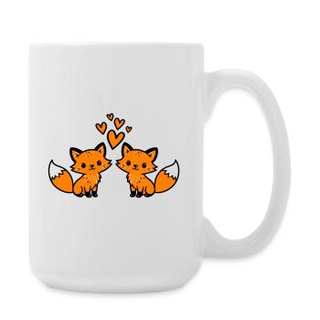 Fox Couple Hearts Love - Large Mug 440 ml - white - Right