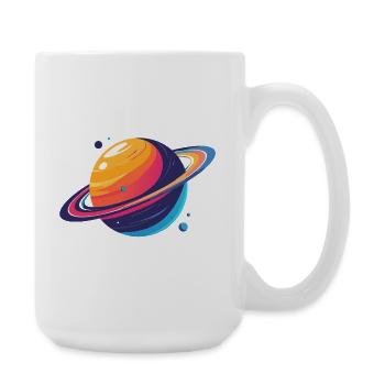 Planète néon Planète Cosmos avec l’Anneau et les Lunes - Grande tasse 440 ml - blanc - Droite