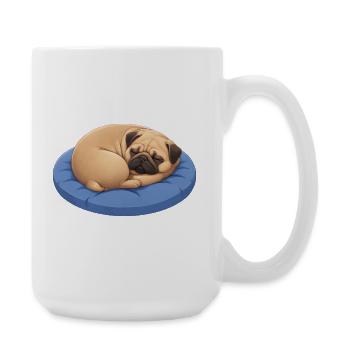 Cute Pug Cartoon Dog Cuddling Resting - Large Mug 440 ml - white - Right