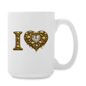 I LOVE | Golden Skull Heart – Skull Love - Large Mug 440 ml - white - Right
