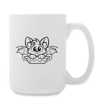Süße Fledermaus in der Badewanne - Große Tasse 440 ml - Weiß - Rechts