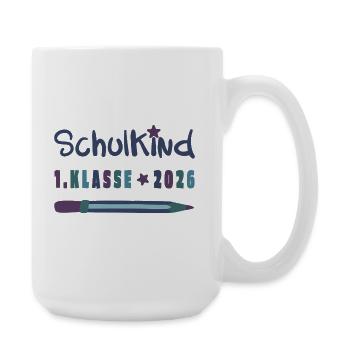 Schulkind 2026 – 1. Klasse Einschulung Stern Stift - Große Tasse 440 ml - Weiß - Rechts