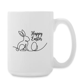 Happy Easter, Cute Bunny Easter Shirt - Large Mug 440 ml - white - Right