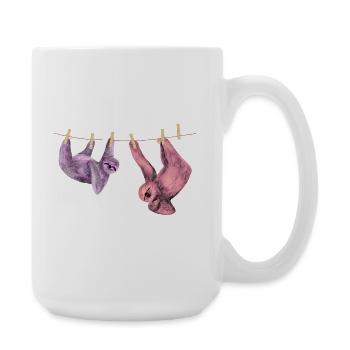 Faultier chillt  lustig Tiermotiv Geschenkidee - Große Tasse 440 ml - Weiß - Rechts
