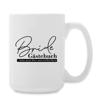 Bride Gästebuch Shirt – JGA Unterschriften T-Shirt - Große Tasse 440 ml - Weiß - Rechts
