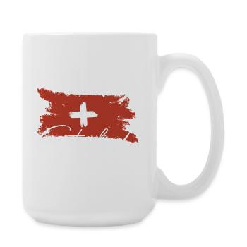 Schweiz Fahne - Große Tasse 440 ml - Weiß - Rechts