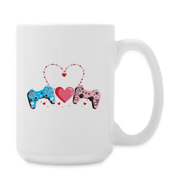 Retro Heart Valentine's Day Design Love - Large Mug 440 ml - white - Right