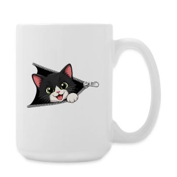 Cute Kitten Zipper Cat - Large Mug 440 ml - white - Right