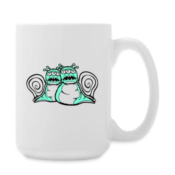 2 Schnecken Alien Monster Halloween Außerirdische - Große Tasse 440 ml - Weiß - Rechts