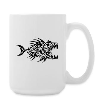 Fish Piranha Tribal - Large Mug 440 ml - white - Right