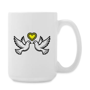 Wedding Dove Couple Couple Heart - Large Mug 440 ml - white - Right