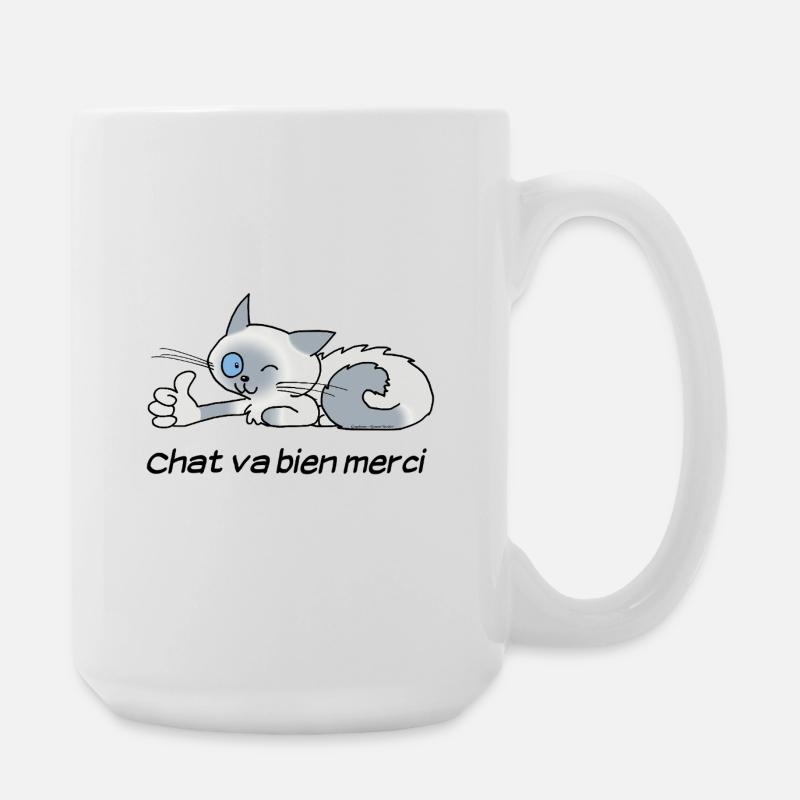 Cat is fine - Large Mug 440 ml - white