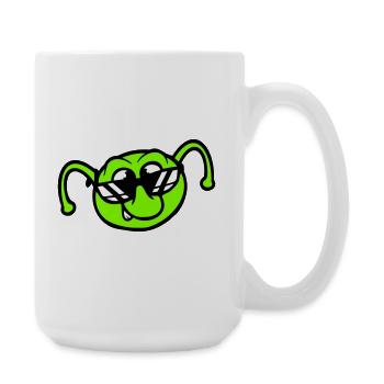 Raupe Sonnenbrille Cool Lächeln Frech Spaß Comic - Große Tasse 440 ml - Weiß - Rechts