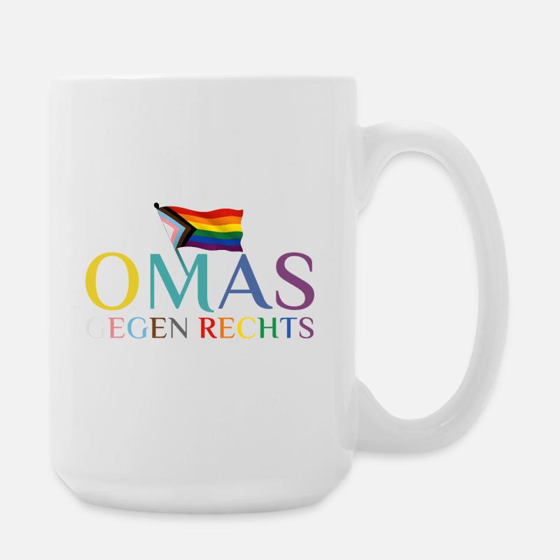 Omas gegen Rechts Regenbogen Flagge - Große Tasse 440 ml - Weiß