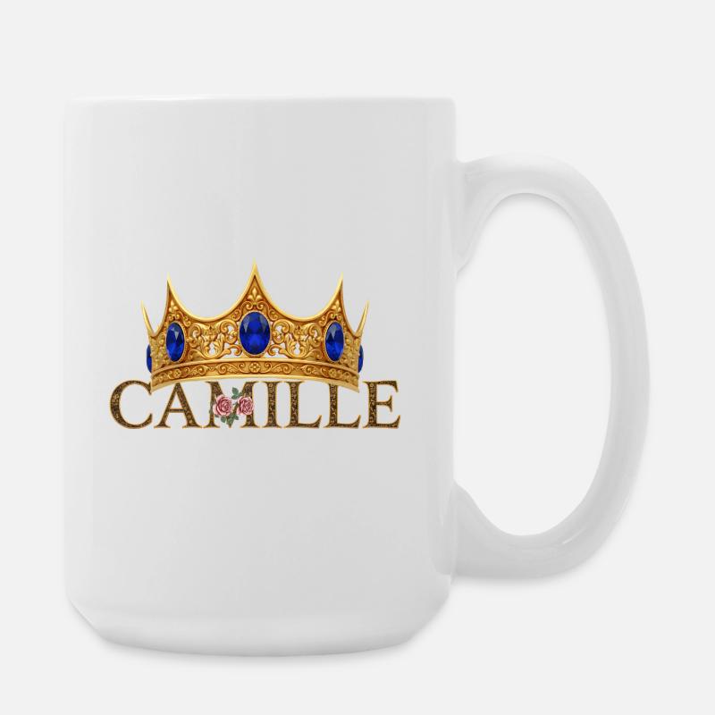 Couronne dorée Monogramme Camille - Grande tasse 440 ml - blanc