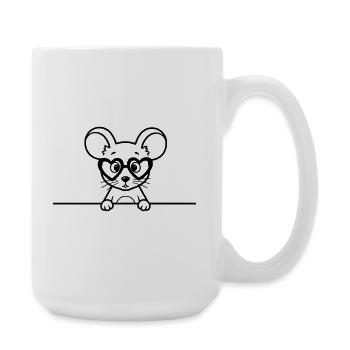 Souris mignonne avec des lunettes en forme de cœur Illustration - Grande tasse 440 ml - blanc - Droite