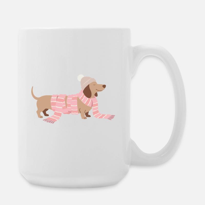 Winter Dackel Illustration - Große Tasse 440 ml - Weiß