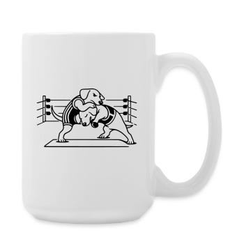 wrestling dog hund - Große Tasse 440 ml - Weiß - Rechts