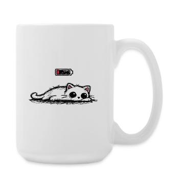 Battery low – Cute Cat Minimal Statement - Large Mug 440 ml - white - Right