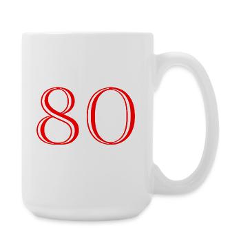 80. 80 JAHRE. 80. JUBILÄUM. 80-JAHRES-JUBILÄUM. - Große Tasse 440 ml - Weiß - Rechts
