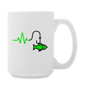 Heartbeat Fish Hook - Large Mug 440 ml - white - Right