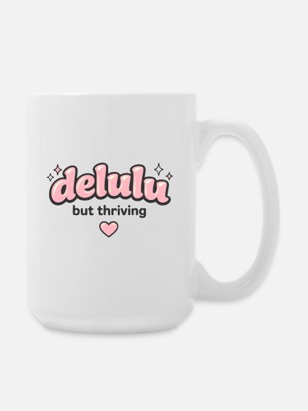 Delulu Thriving Logo - Large Mug 440 ml - white