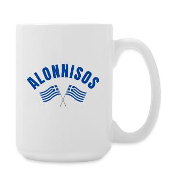 Alonnisos kreuzte griechische Flaggen - Große Tasse 440 ml - Weiß - Rechts