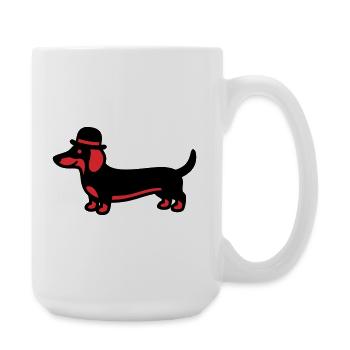Cool Dachshund Hat Gentleman - Large Mug 440 ml - white - Right