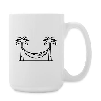 Hängematte Palmen Urlaub Outline - Große Tasse 440 ml - Weiß - Rechts