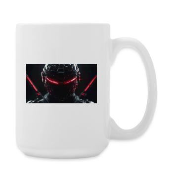 Cybernetic Nighttime Futuristic Clothing - Large Mug 440 ml - white - Right